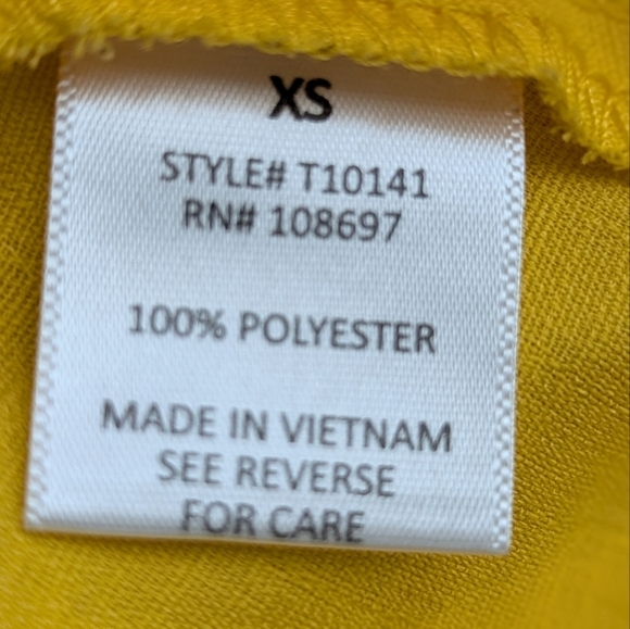 Sweet Rain Bright Yellow Belted Button-Up Shirt Short Sleeve Blouse Size XS - Picture 5 of 6